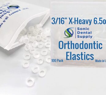 3/16 inch X-Heavy 6.5 oz – Orthodontic Elastic Rubber Bands – 100 Pack – Clear Latex Free,