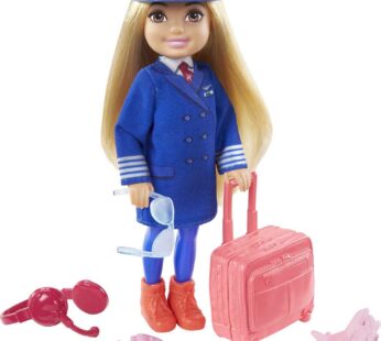 Barbie Chelsea Can Be Playset with Blonde Chelsea Pilot Doll (6-in), Luggage, Headset, Coc