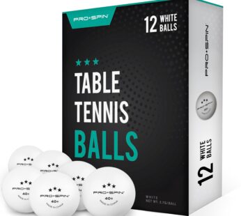 PRO SPIN Ping Pong Balls – White 3-Star 40+ Table Tennis Balls (Pack of 12) | High-Perform