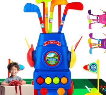 ToyVelt Toddler Golf Set – Kids Golf Clubs with 6 Balls, 4 Golf Sticks, 2 Practice Holes a