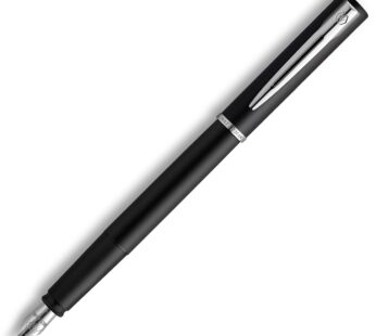 Waterman Graduate Allure Fountain Pen, Black Lacquer, Fine Nib, Blue Ink, Gift Box