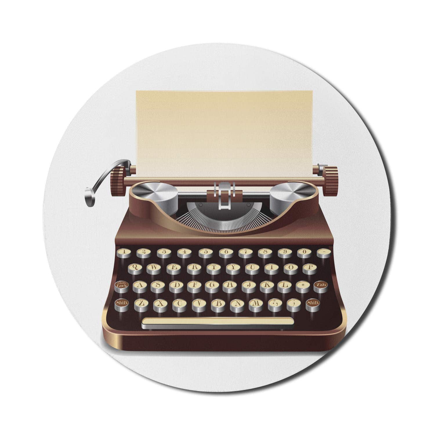 Lunarable Typewriter Mouse Pad for Computers, Realistic Drawn Digital Art Secretary Typing