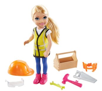 Barbie Chelsea Can Be Playset with Blonde Chelsea Builder Doll (6-in) Hard Hat, Tool Belt,