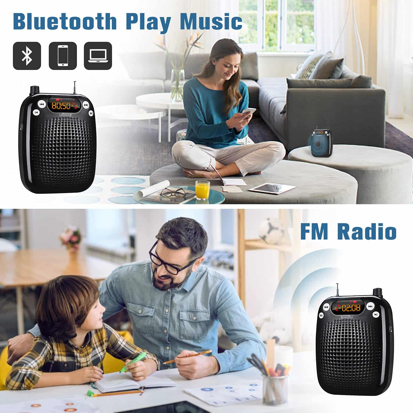 SHIDU Voice Amplifier Teachers with Microphone Headset, Portable PA System Speaker 10W 180 - Image 3