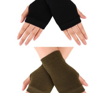 Blulu Fingerless Warm Gloves with Thumb Hole Cozy Half Fingerless Driving Gloves Knit Mitt