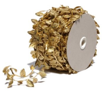 Gold Leaves Leaf Ribbon Trim Rope – 20 Yards – for Garland DIY Crafts and Party Wedding Ho