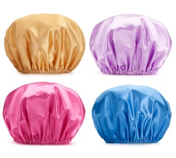 AmazerBath 4-Pack Shower Caps for Women, Double Waterproof Layers Bathing Shower Hat Hair