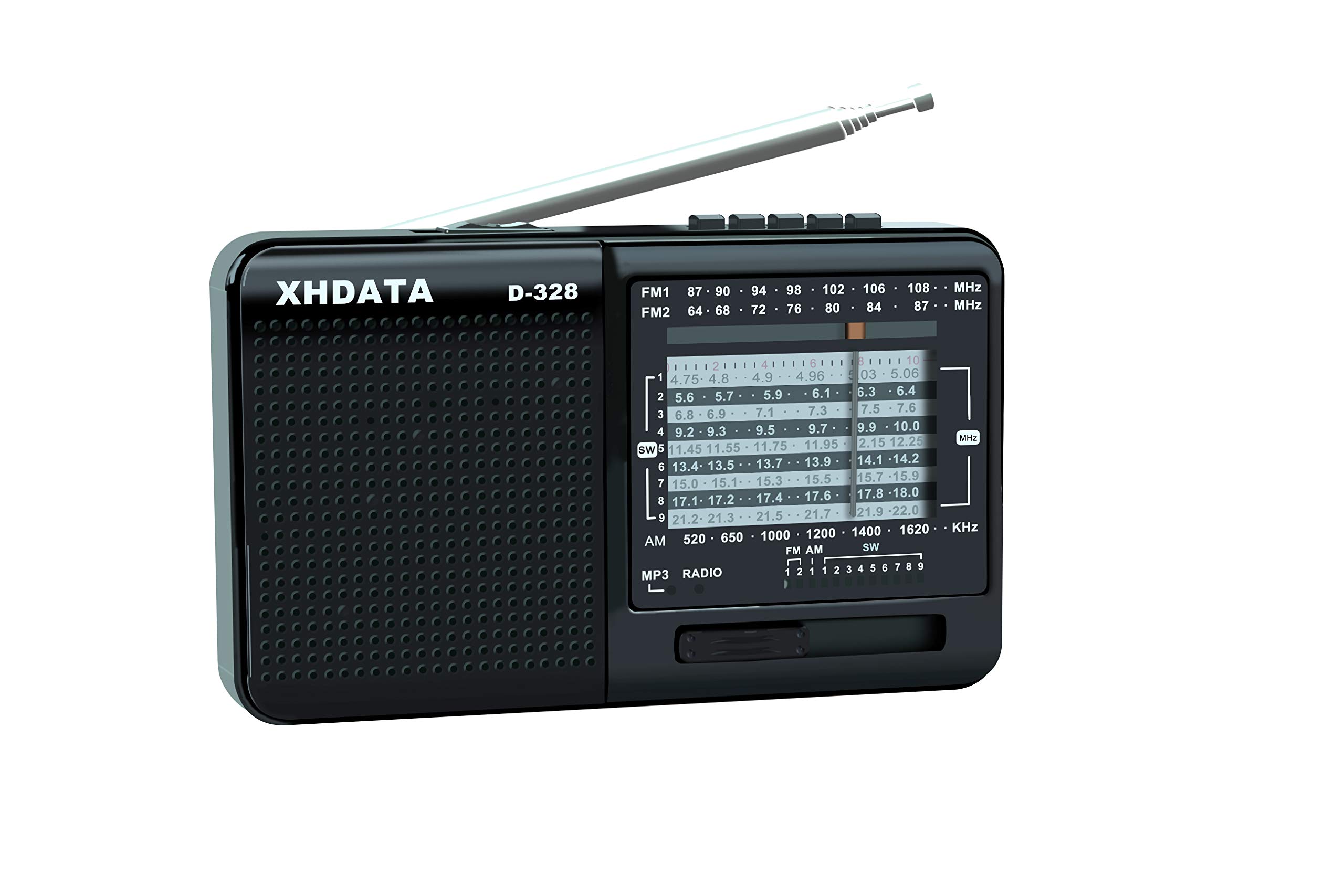 XHDATA D-328 Shortwave AM FM DSP Portable Small Multi Band Radio Stereo MP3 Player with Re