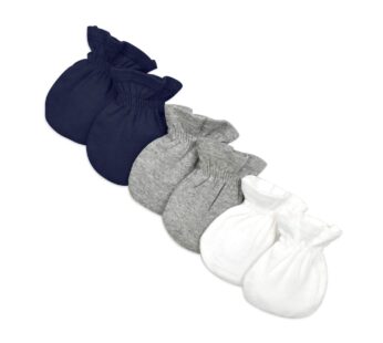 Burt’s Bees Baby Girls Mittens, No-scratch Mitts, 100% Organic Cotton, Set Of 3, Midnight