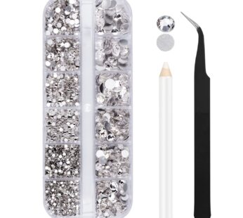 2000PCS Clear Rhinestones, Round Flat Back Gems Gemstones for Crafts Nails, Glass Diamonds