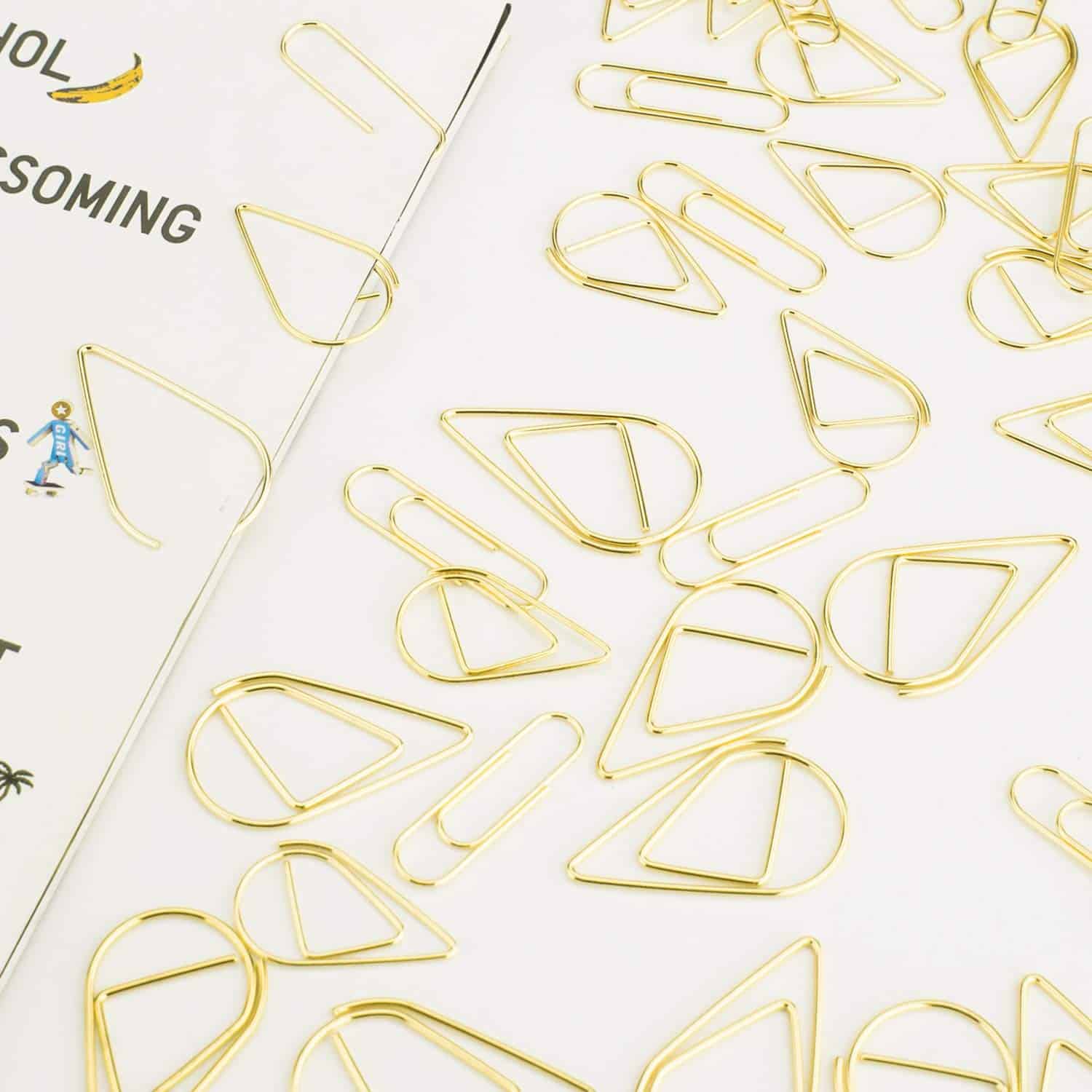 300 Pcs Cute Gold Paper Clips Assorted Sizes, Smooth Steel Wire Drop-Shaped Paperclips Lar - Image 3