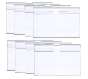 100Pcs Clear Plastic Wire Shelf Price Label Holder Retail Price Tag Label Card Holder Merc