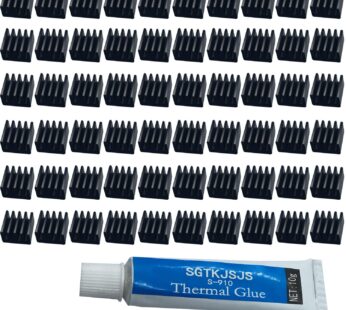 60pcs Mini Heatsink Kit, Cooler Heat Sink for Cooling VRM Stepper Driver MOSFET VRam Regul