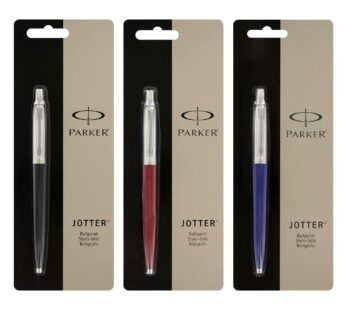 Parker Jotter 3 Colours – 1 Black + 1 Blue + 1 Red Ballpoint Pen 1.0mm, Medium Point, Blac