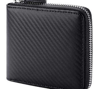 Huztencor Wallet with Zipper for Men RFID Blocking Wallets for Men Leather Zip Around Bifo