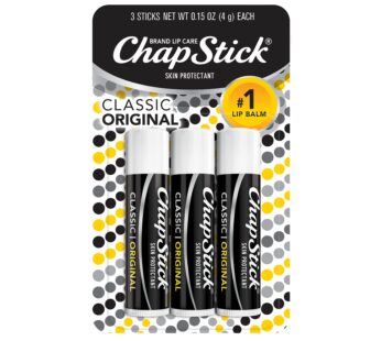 ChapStick Classic Original Lip Balm Tubes, Lip Care – 0.15 Oz (Pack of 3)