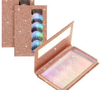 2 Packs 5 Pairs False Eyelash Storage Book Box Empty Glitter False Eyelash Storage Case La