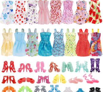 UPINS 16 Pack Doll Clothes Accessory Party Grown Clothes Outfit and 20 Pairs Doll Shoes Co