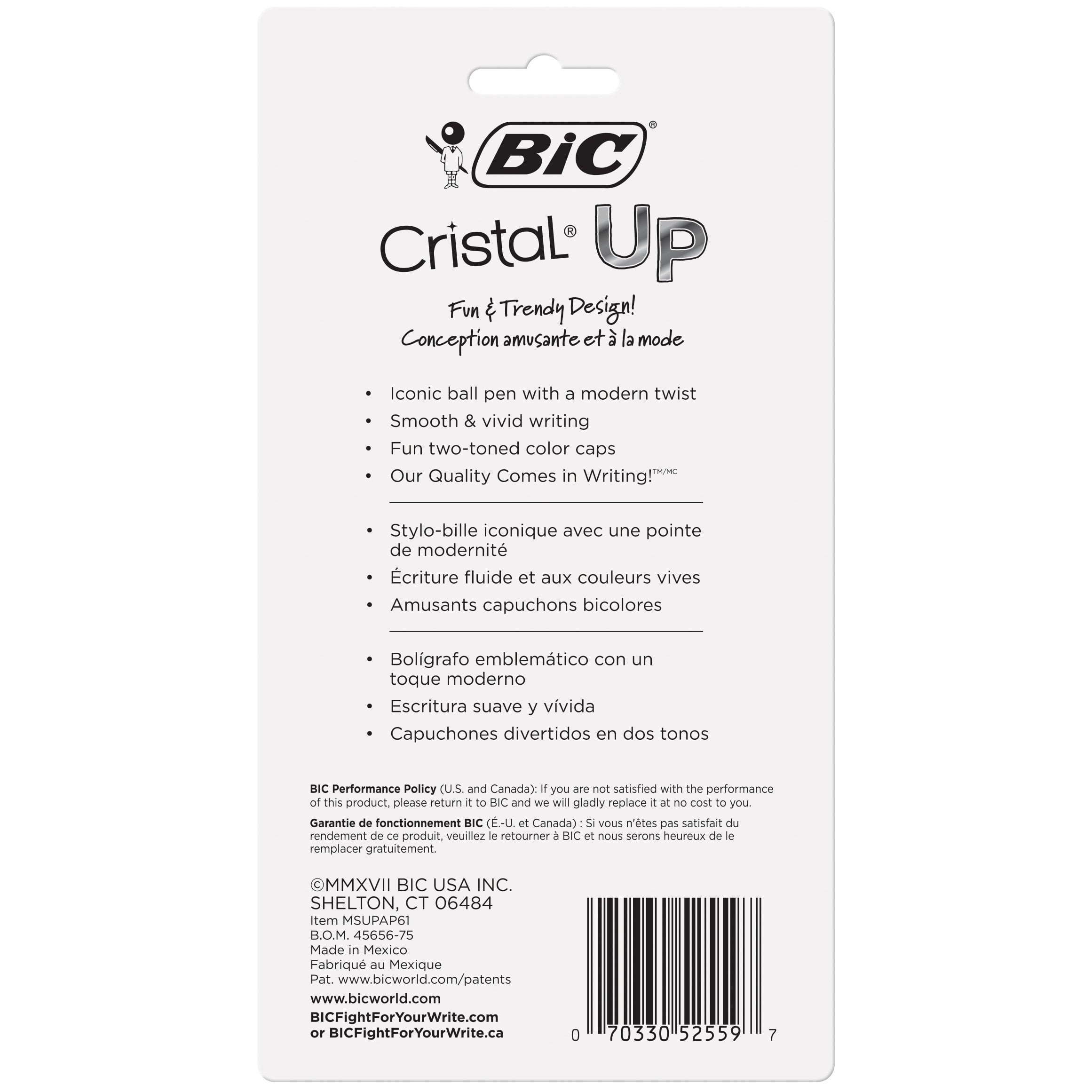 BIC Cristal Up Ballpoint Pen, Medium Point (1.2mm) Distributes Ink Evenly, Assorted Colors - Image 4