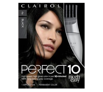 Clairol Nice’n Easy Perfect 10 Permanent Hair Dye, 2 Black Hair Color, Pack of 1