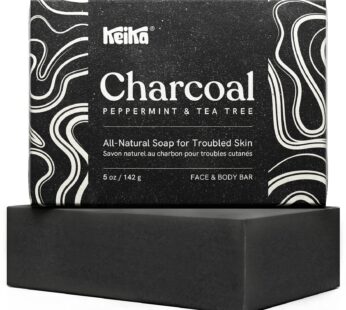 Keika Charcoal Black Soap Bar for Eczema, Psoriasis, Face, Body, Men Women Teens with Oily