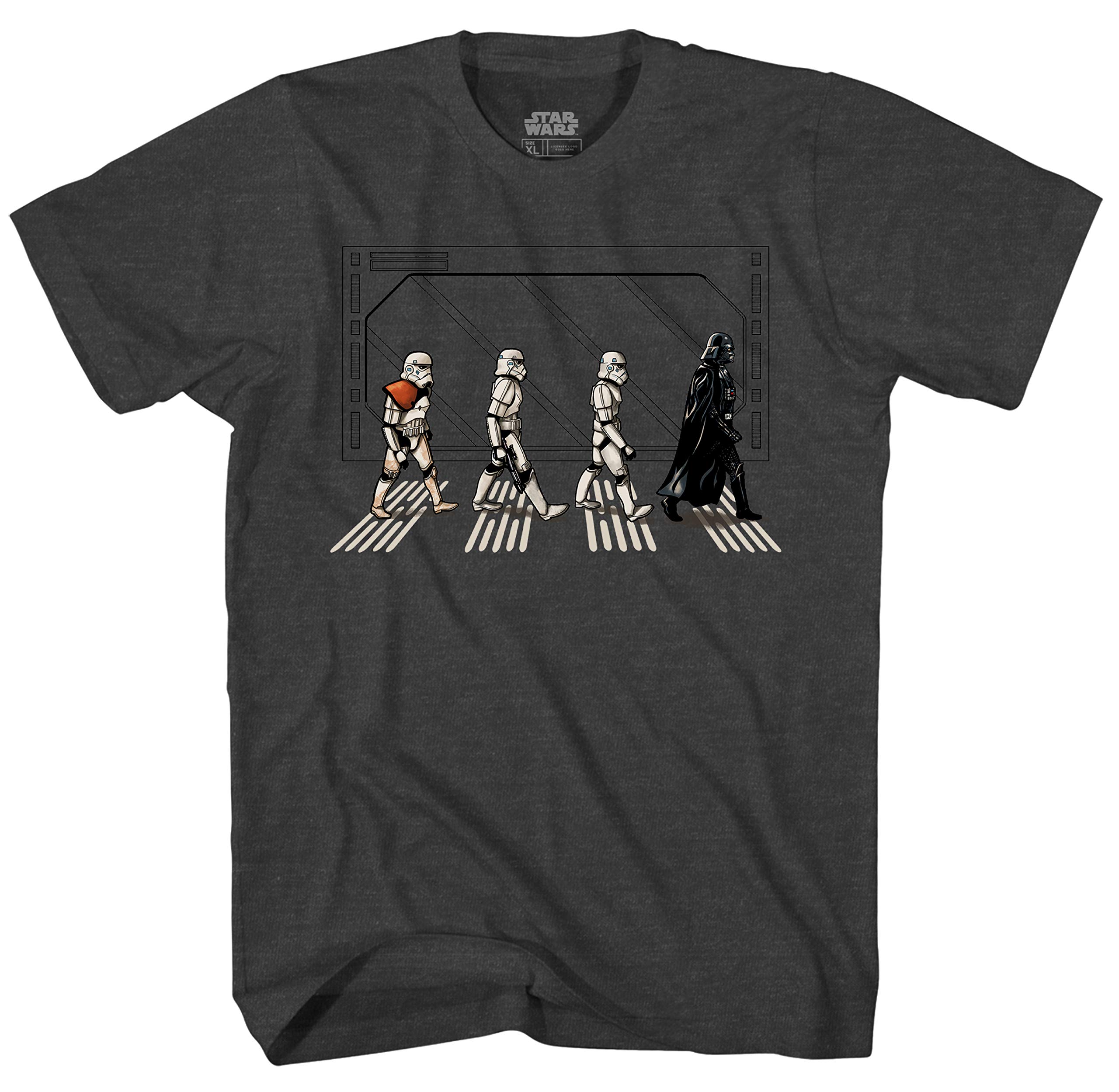 STAR WARS Death Star Road Stormtrooper Crossing T-Shirt (Medium, Charcoal Heather)