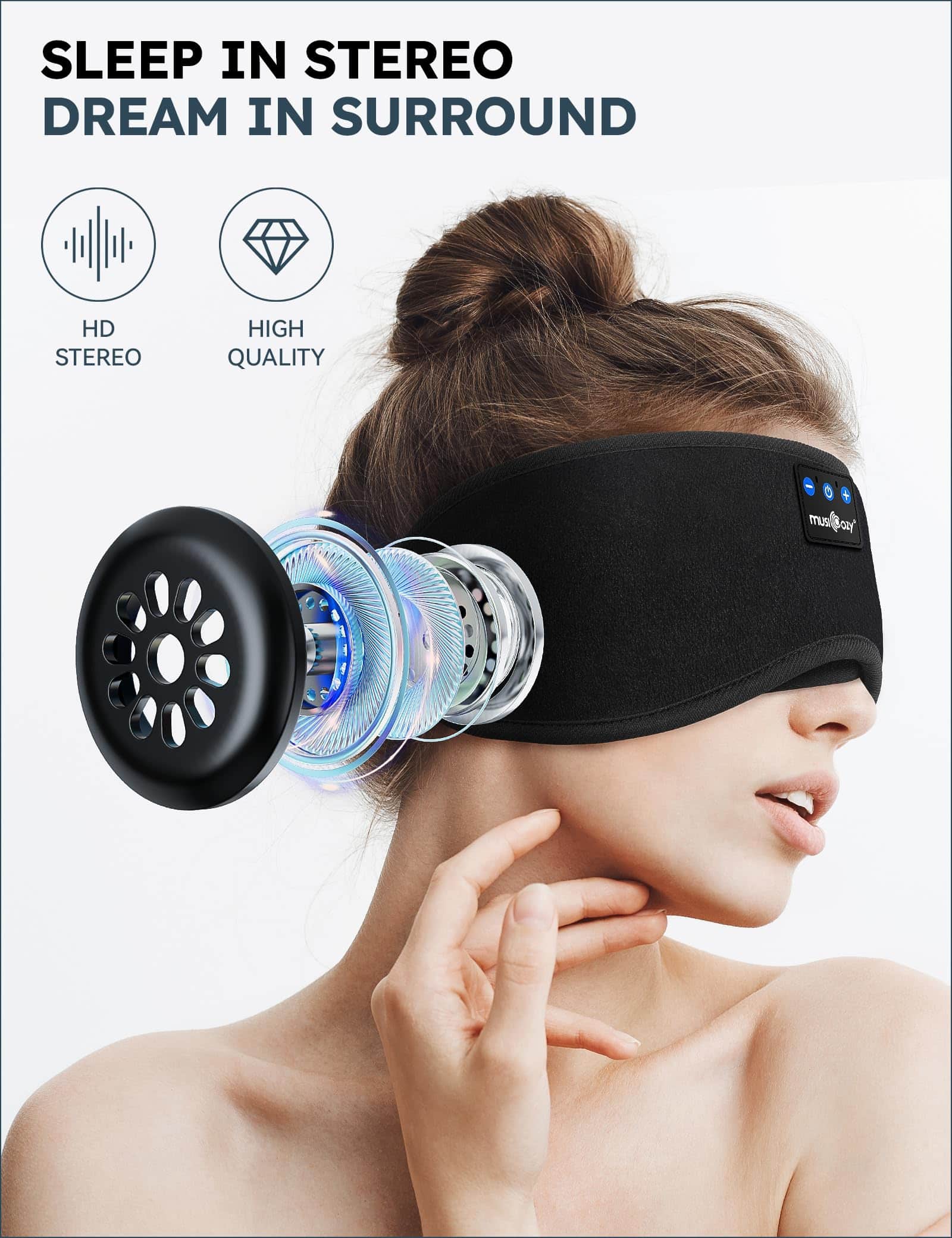 MUSICOZY Sleep Headphones Bluetooth 5.2 Headband Sleeping Headphones Sleep Eye Mask, Wirel - Image 4