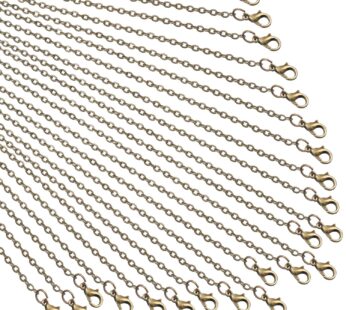 TecUnite 24 Pack Bronze Link Cable Chain Necklace DIY Chain Necklaces (20 Inch)