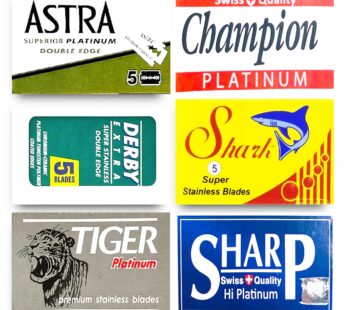 Astra-Derby-Shark-Tiger-Sharp Double Edge Razor Blades Sampler, 30 Blades