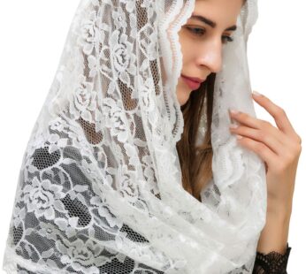 PAMOR Infinity Chapel Veil Floral Latin Mass Head Covering Lace Scarf Mantilla Veils for C