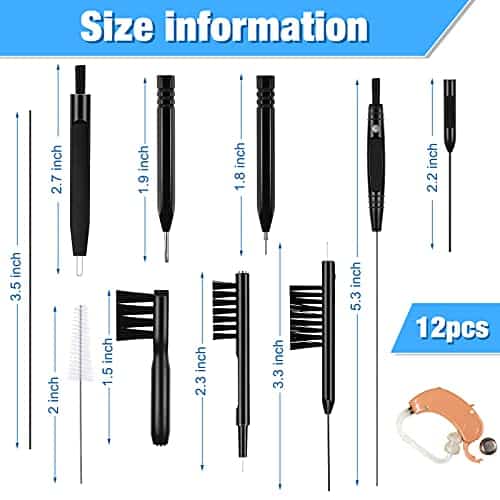 12 Pieces Hearing Aid Cleaning Tools Hearing Aid Cleaning Kit Hearing Aid Case Cleaner Kit - Image 2