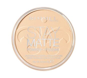 Rimmel London Stay Matte – 001 Transparent – Pressed Powder, Lightweight, High Coverage, S