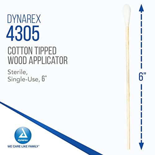 Dynarex 6-Inch Sterile Cotton Tipped Applicators - Single-Use Wooden Cotton Tip Applicator - Image 2