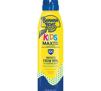 Banana Boat Kids MAX Protect & Play Sunscreen Spray SPF 100, 6oz | Clear Spray Sunscreen,