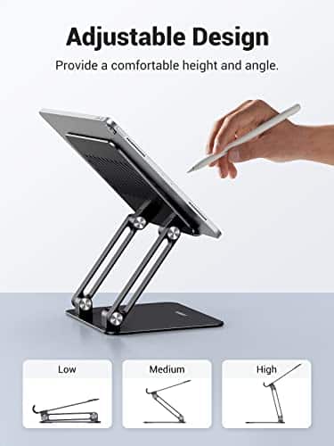 UGREEN Tablet Stand Holder for Desk Dual Rod Support Aluminum Tablet Holder Adjustable Mul - Image 3