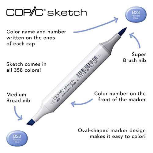 Copic Sketch Alcohol Marker 5 Colors + Multiliner SP Set, Sketching Grays - Image 4