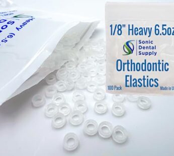 1/8 inch X-Heavy 6.5 oz – Orthodontic Elastic Rubber Bands – 100 Pack – Clear Latex Free,