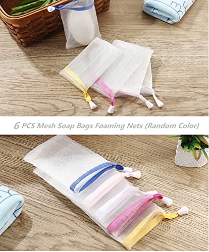 FULINJOY 6 PCS Exfoliating Mesh Soap Saver Pouch Bag Sack, Face Cleansing Foaming Nets, Wh - Image 4
