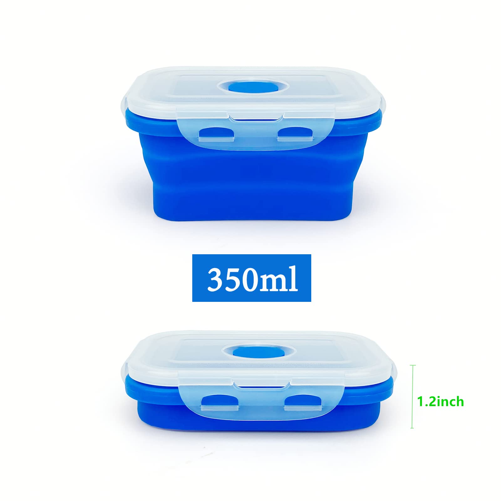Lunbengo Camping Travel Collapsible Food Storage Container with Lids, Stackable Silicone S - Image 6