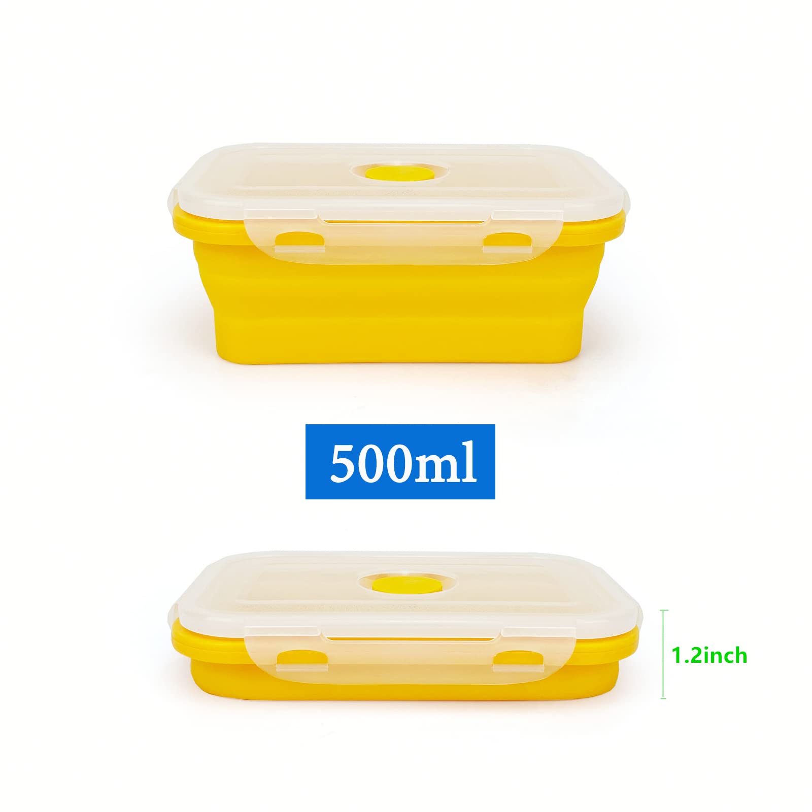 Lunbengo Camping Travel Collapsible Food Storage Container with Lids, Stackable Silicone S - Image 5