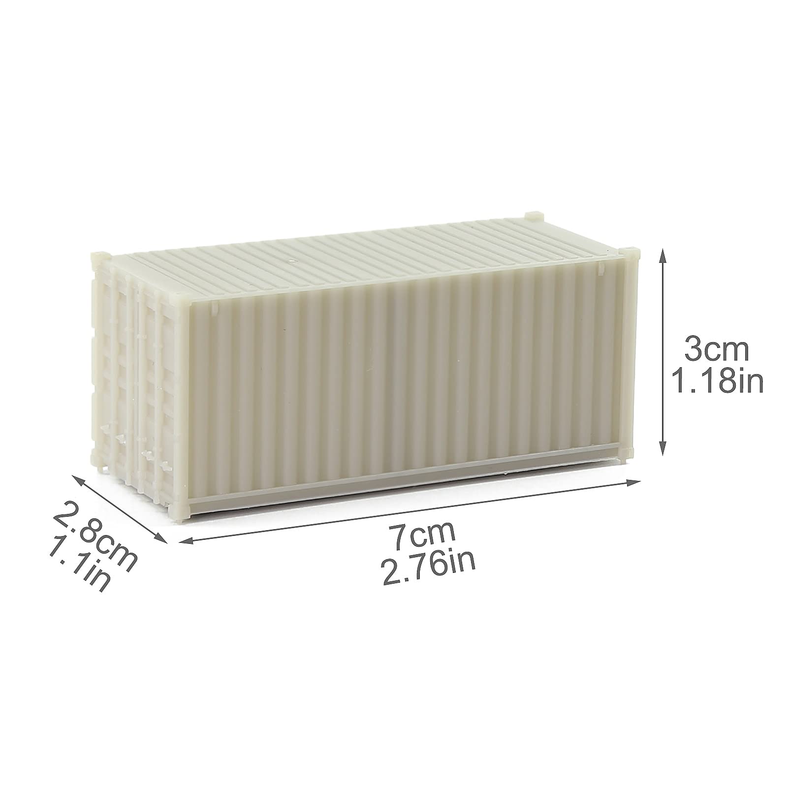 Evemodel C8720JJ 8pcs HO Scale 1:87 Shipping Container Blank Uncolored Cargo Box (20ft) - Image 2