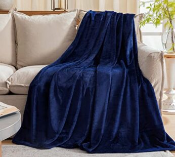 Fleece Plush Throw Blanket Navy Blue(50 by 60 Inches),Super Soft Fuzzy Cozy Flannel Blanke