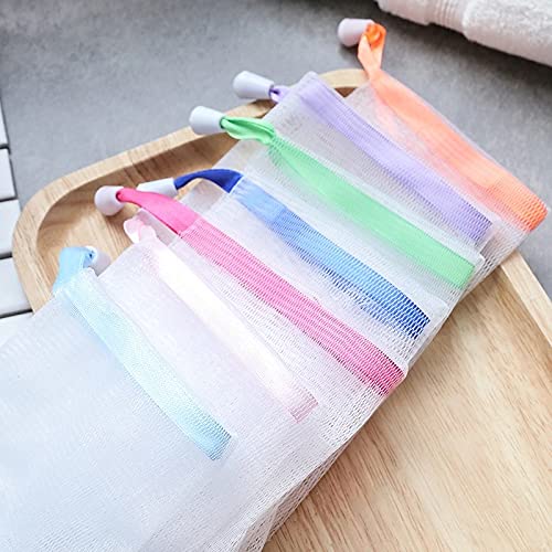 FULINJOY 6 PCS Exfoliating Mesh Soap Saver Pouch Bag Sack, Face Cleansing Foaming Nets, Wh - Image 5