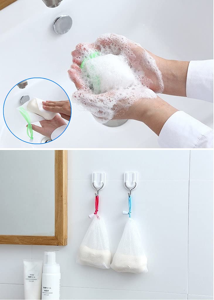 FULINJOY 6 PCS Exfoliating Mesh Soap Saver Pouch Bag Sack, Face Cleansing Foaming Nets, Wh - Image 6