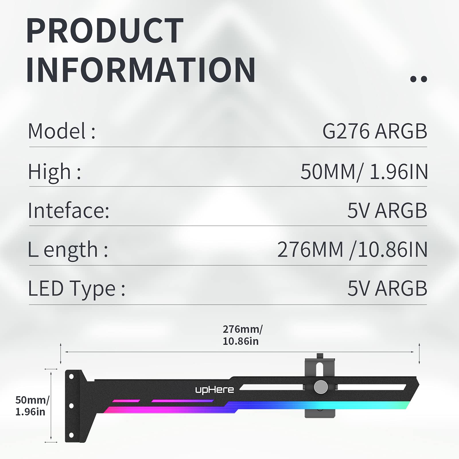 upHere 5V 3PIN Addressable RGB Graphics Card GPU Brace Support Video Card Sag Holder,Built - Image 5