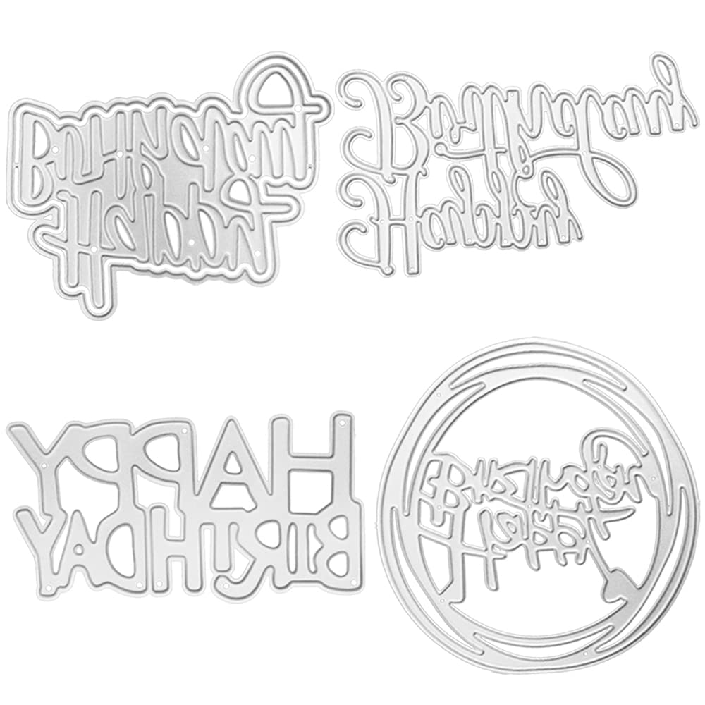 4 Set Die Cuts for Card Making, FineGood Happy Birthday Cutting Dies Card Making Supplies