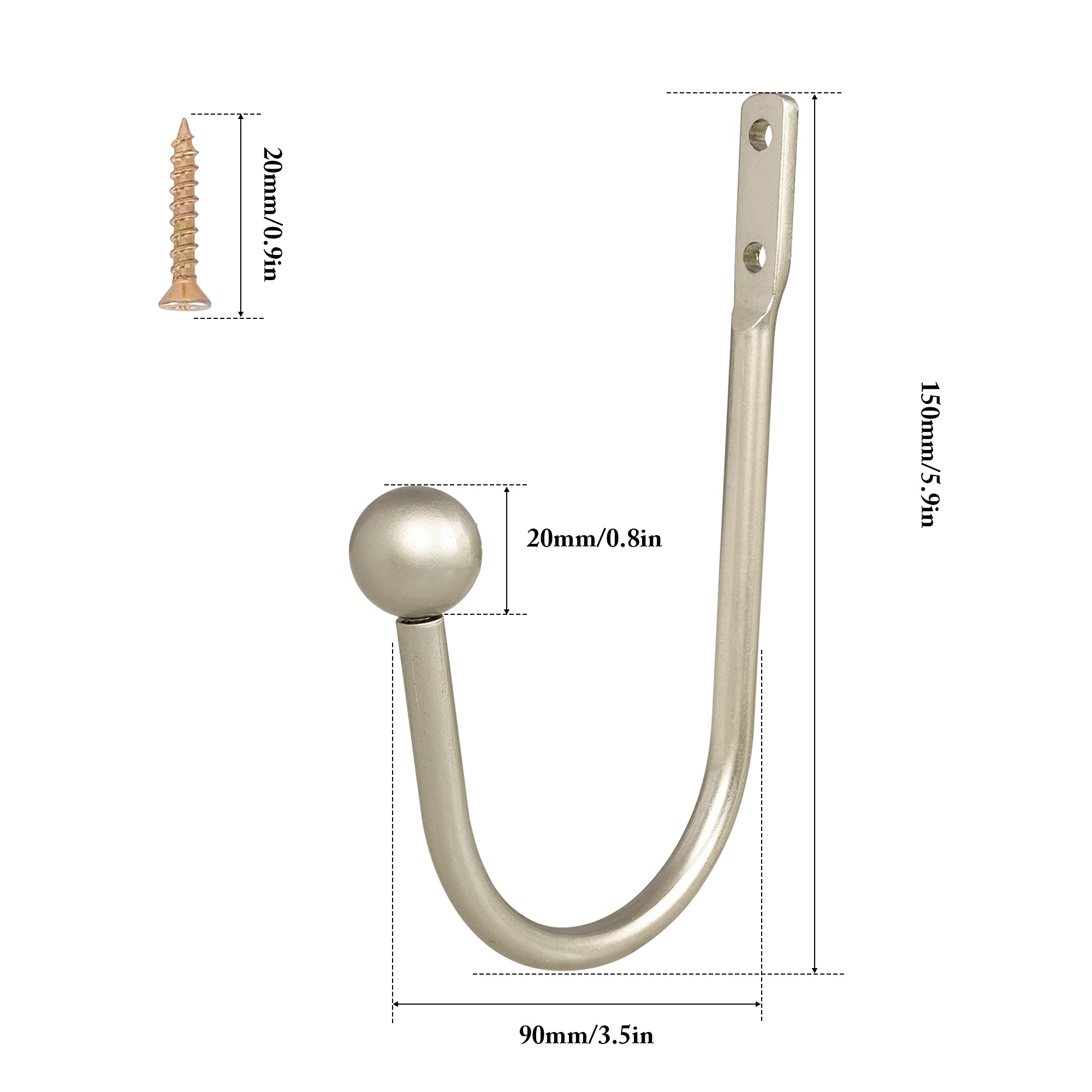 Curtain Holdback, 2 Pcs Wall Mounted Drapery Tiebacks with Screws, Heavy Duty Metal Decora - Image 3