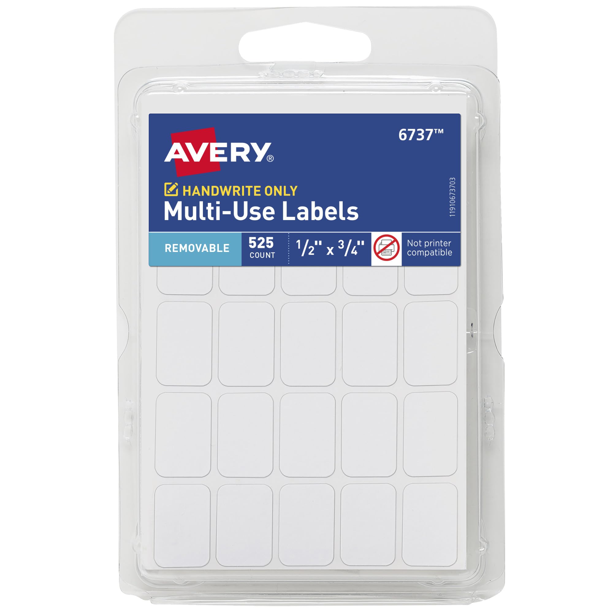 Avery Multi-Use Removable Labels, 1/2" x 3/4", White, Non-Printable, 525 Blank Labels Tota