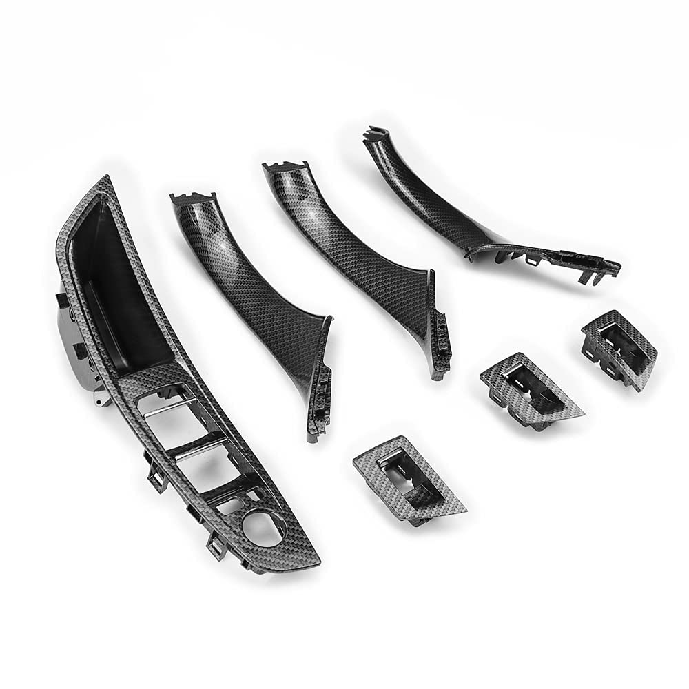 FEXON Carbon Fiber Window Switch Armrest Panel, Inner Door Pull Handle Trim Cover Kits Rep - Image 3