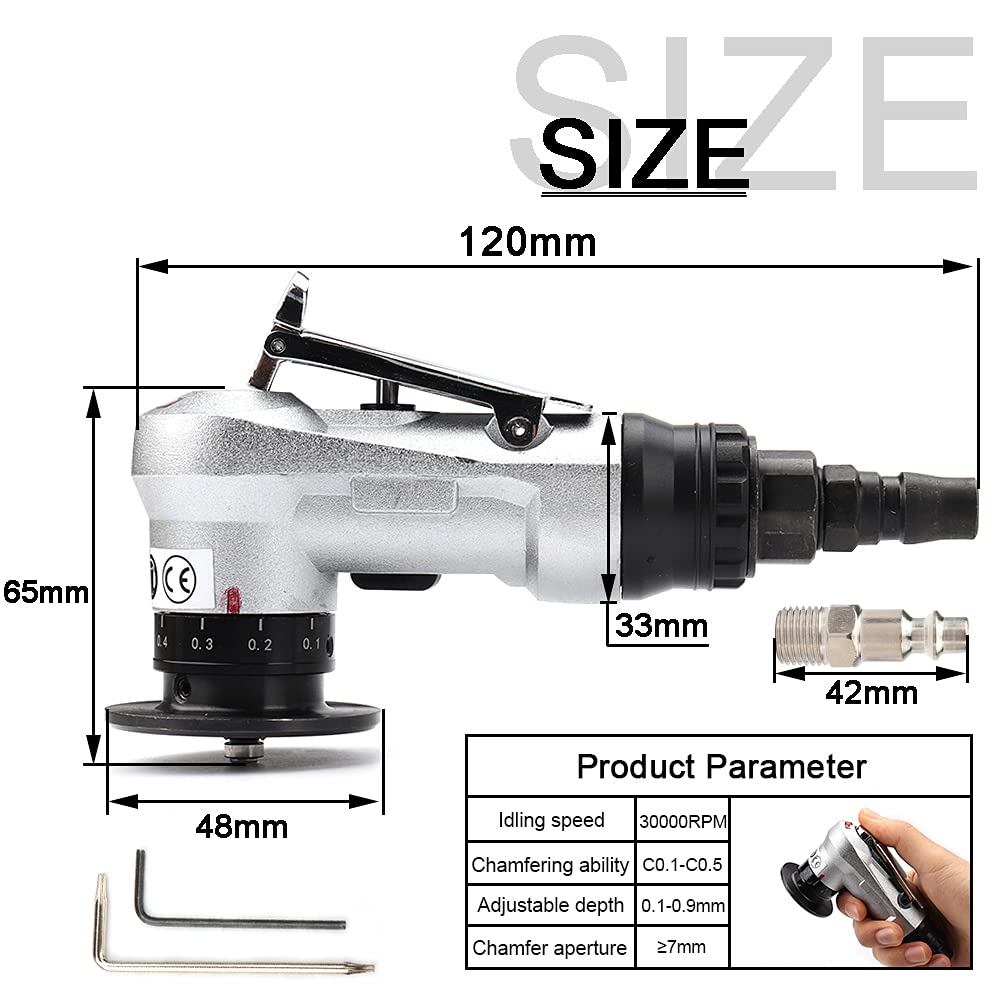 SI FANG Mini Pneumatic Chamfering Machine, Air Chamfer Tool for Chamfering Metal Round Cor - Image 2